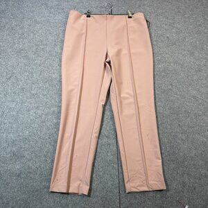 Nicole Miller New York Pants Women's Large Beige Nylon Stretch Mid Rise Slim Fit